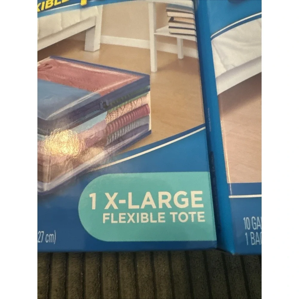 2 Ziploc XL X-Large Flexible Storage Tote 10 Gallon Clear Plastic  New